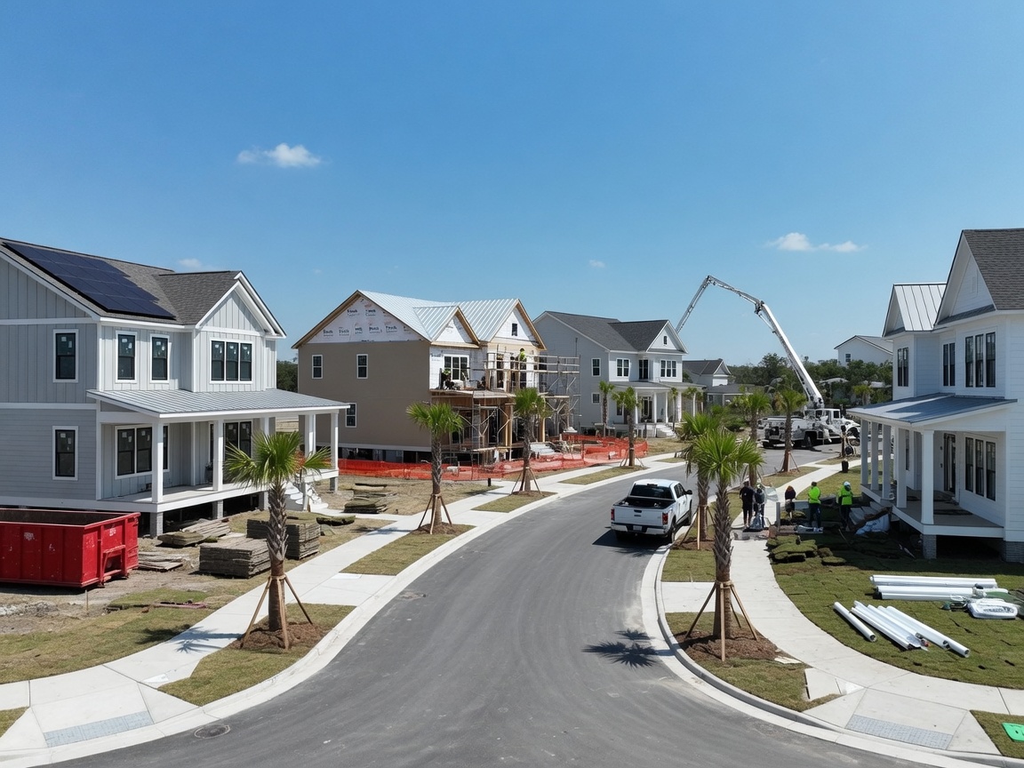 New construction homes in a coastal South Carolina community
