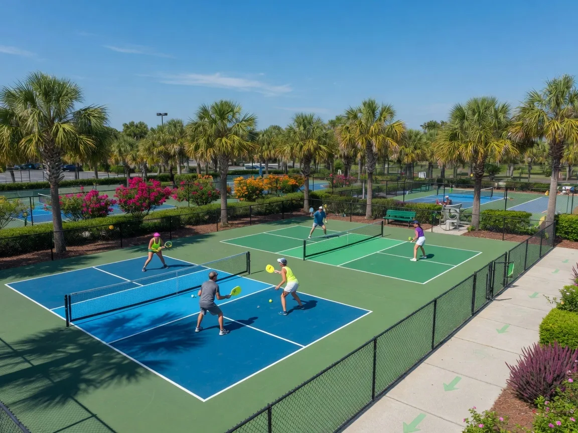 Outdoor pickleball courts in Myrtle Beach recreation area