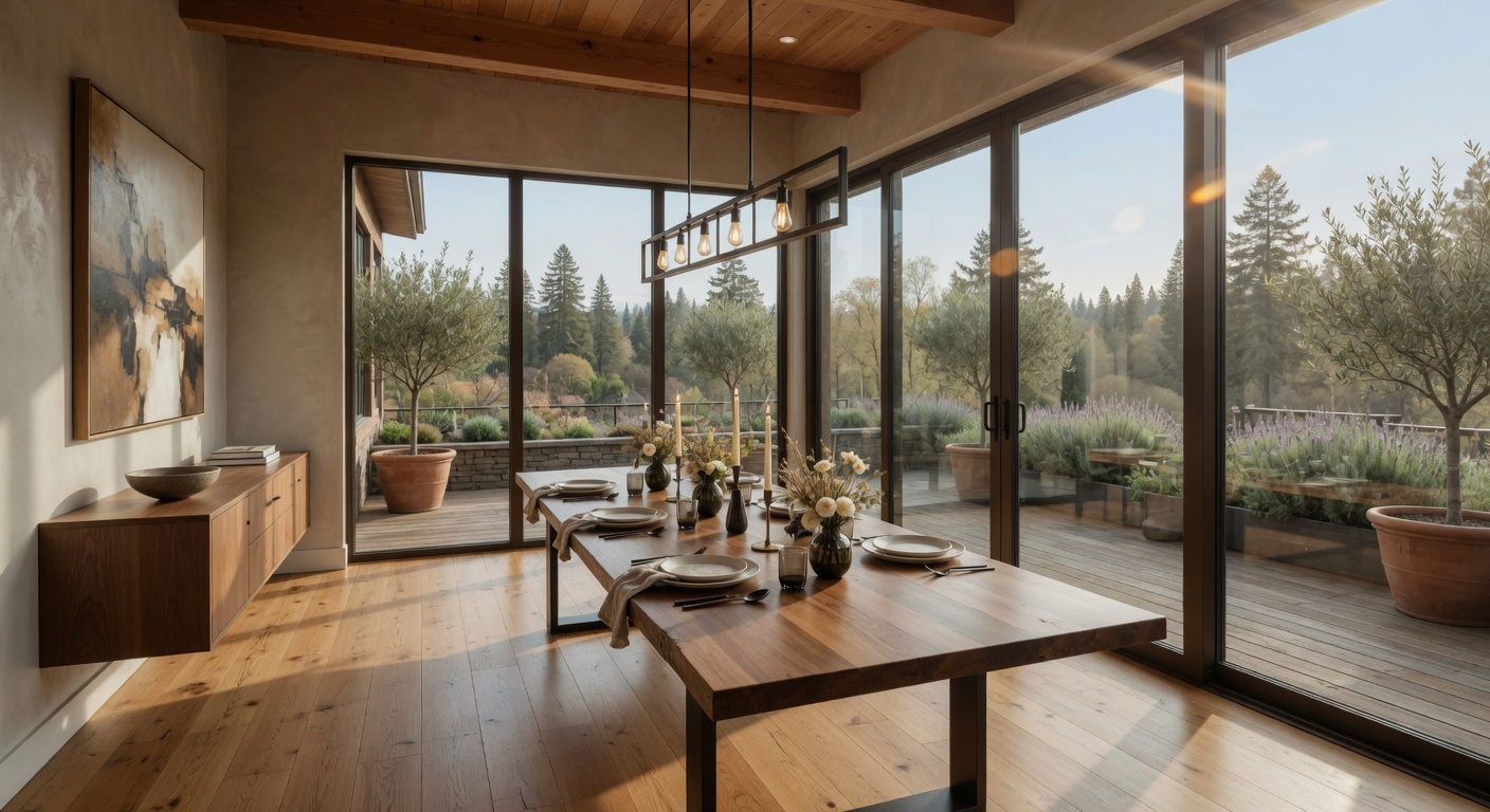High-end Southern Oregon modern styled dining architectural interior
