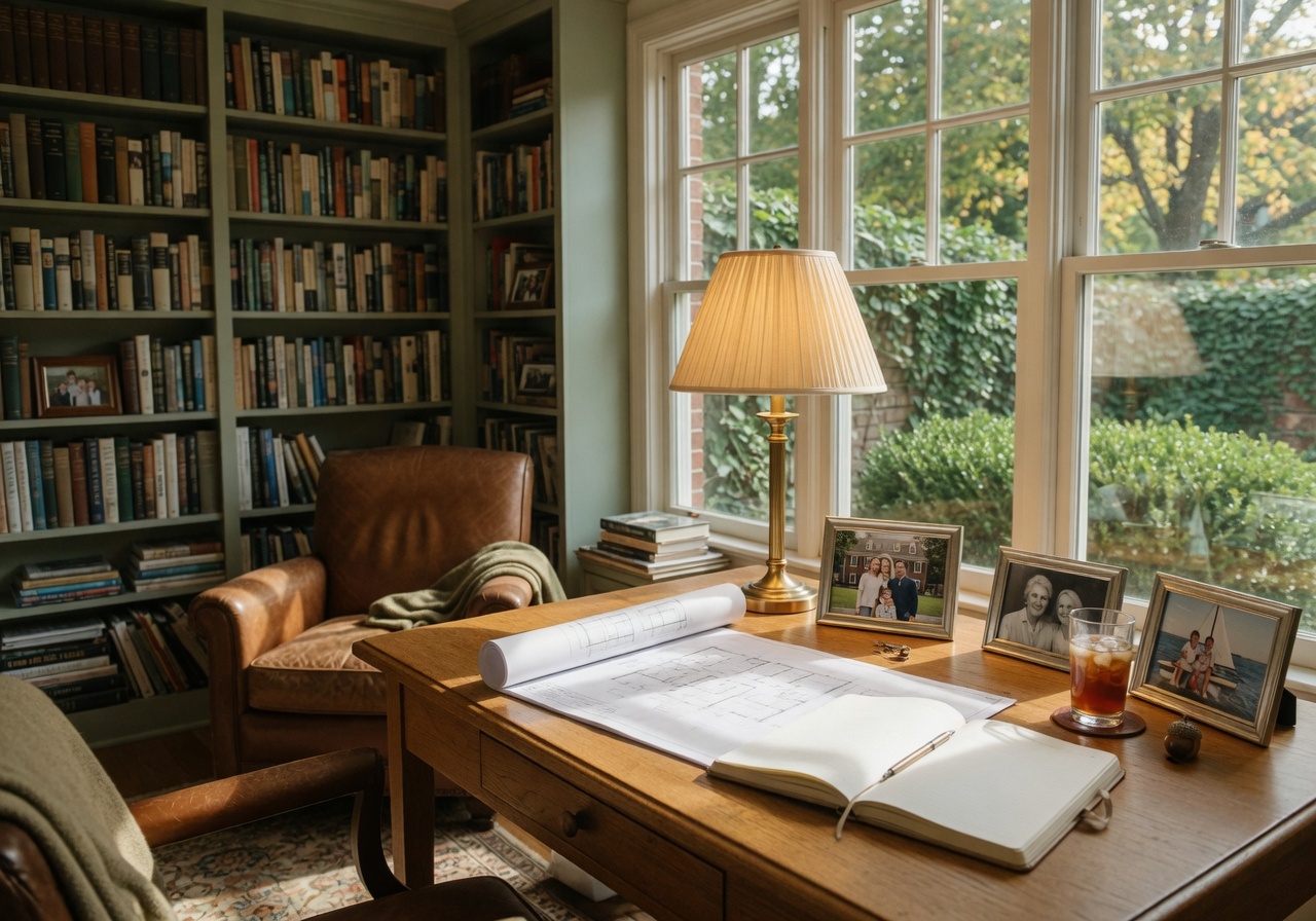 Inside GG Sfreddo's professional home office, reflecting warmth and expert consultation and contracts