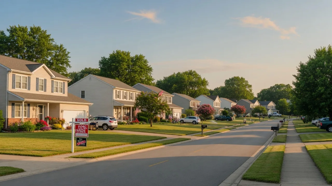 Active adult 55+ community clubhouse and pool area with walking paths and landscaped grounds in suburban Indiana