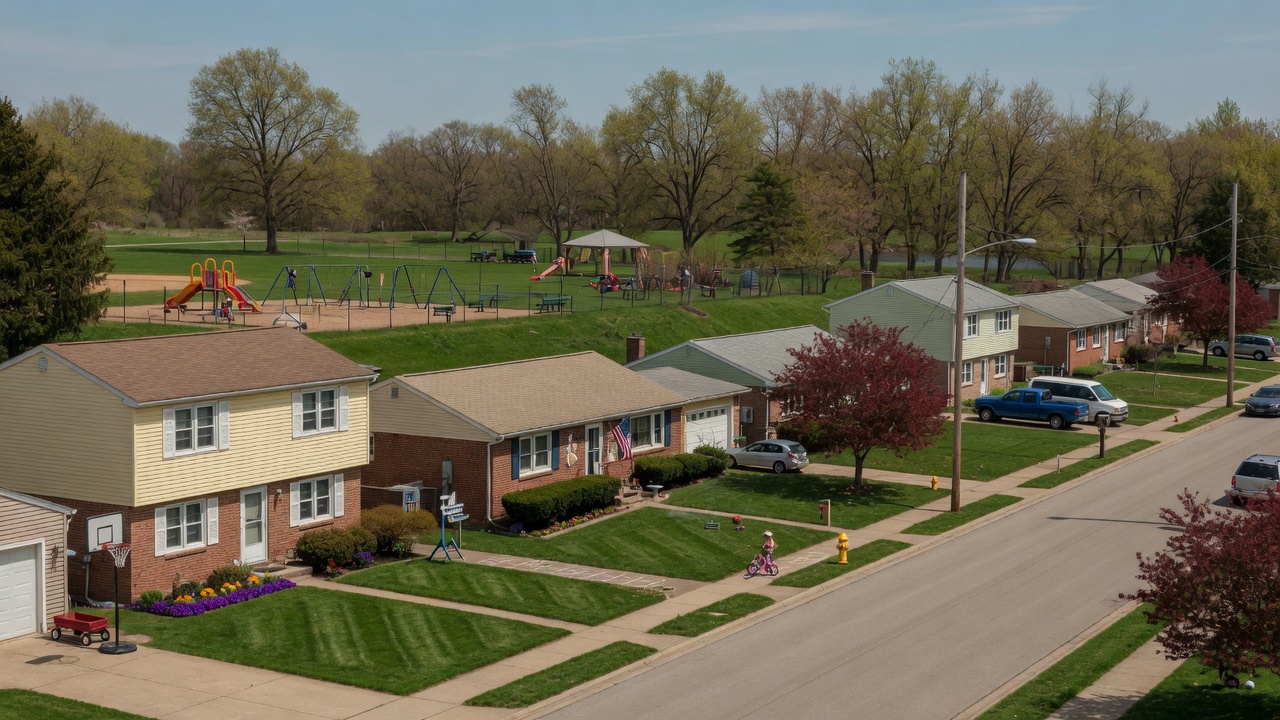 Residential neighborhood in Wickliffe Ohio with parks and well-kept homes