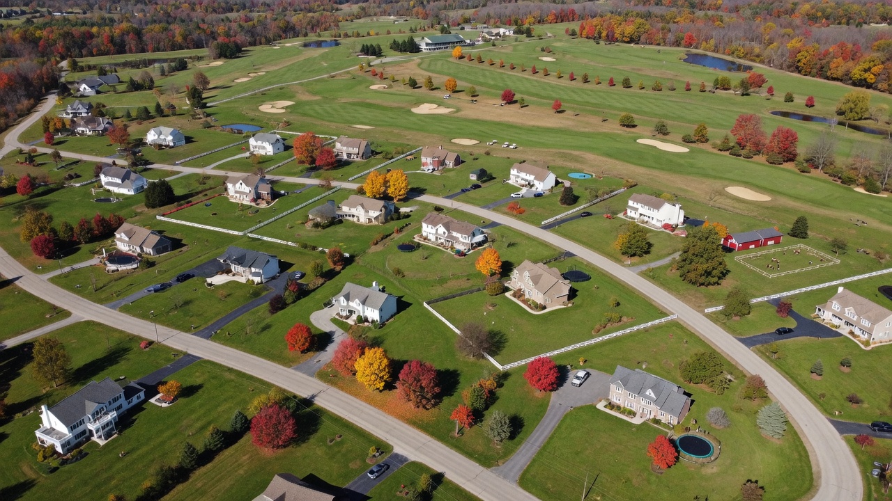 Tree-lined neighborhood on Cleveland's Eastside with historic homes and autumn foliage