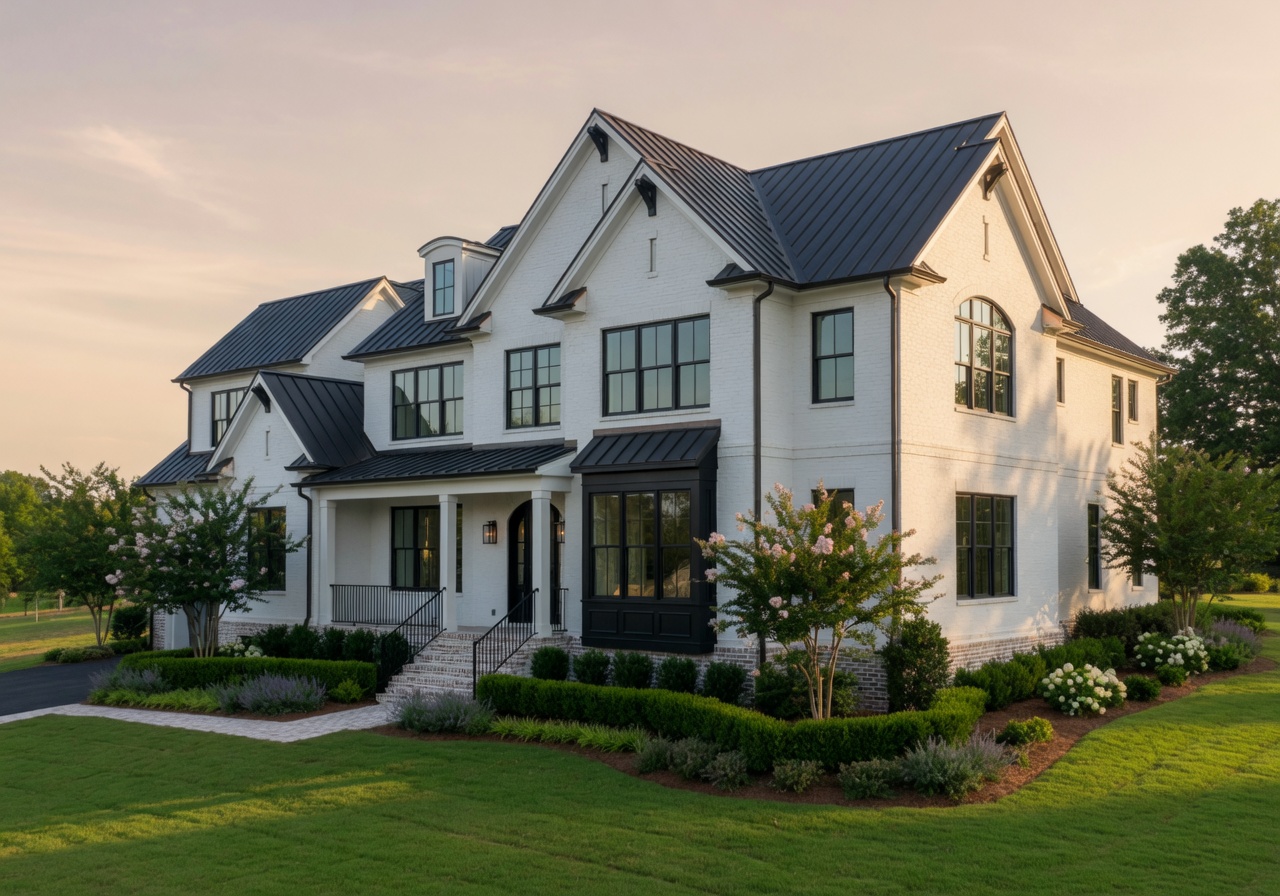 Bright elegant coastal interior, custom kitchen design overlooking calm water, symbolizing high-end Lake Norman real estate