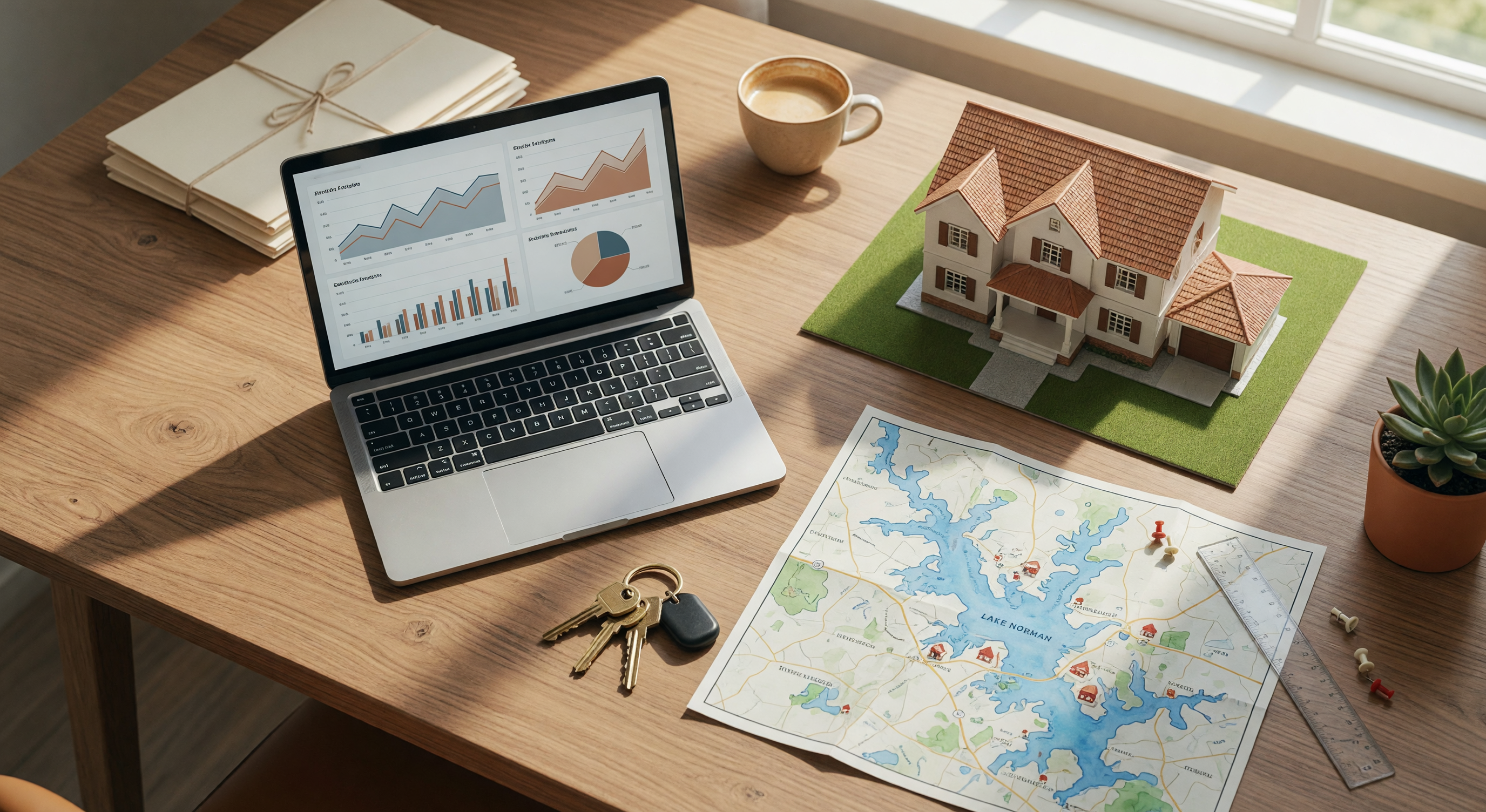 Real estate market concept with property analysis and neighborhood planning