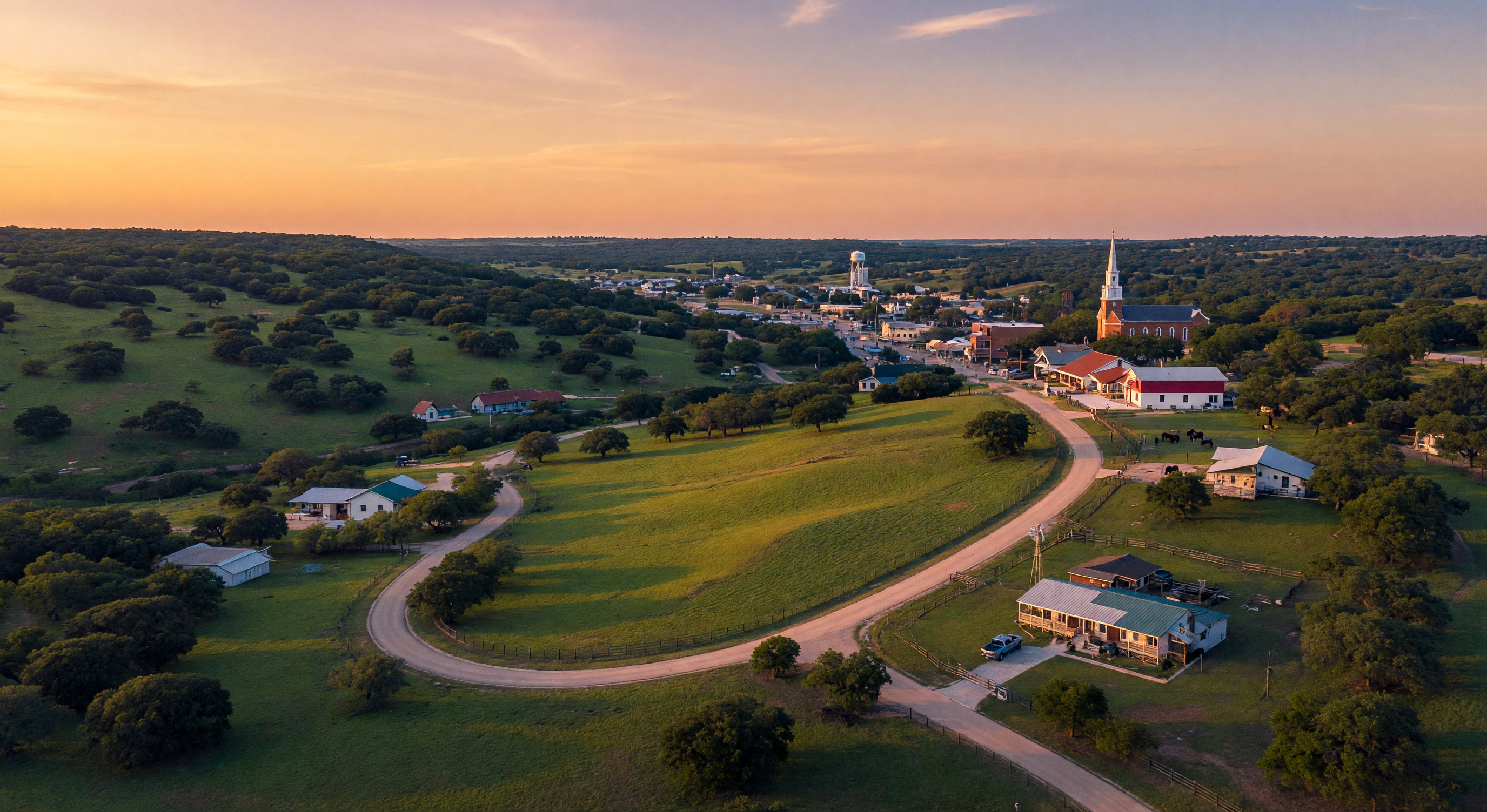Texas Hill Country landscape at golden hour