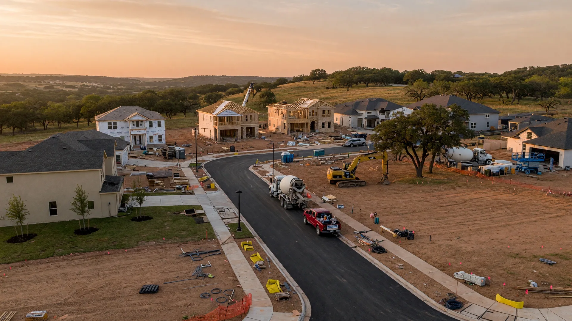 A master-planned community under construction, representing new development and special district funding.