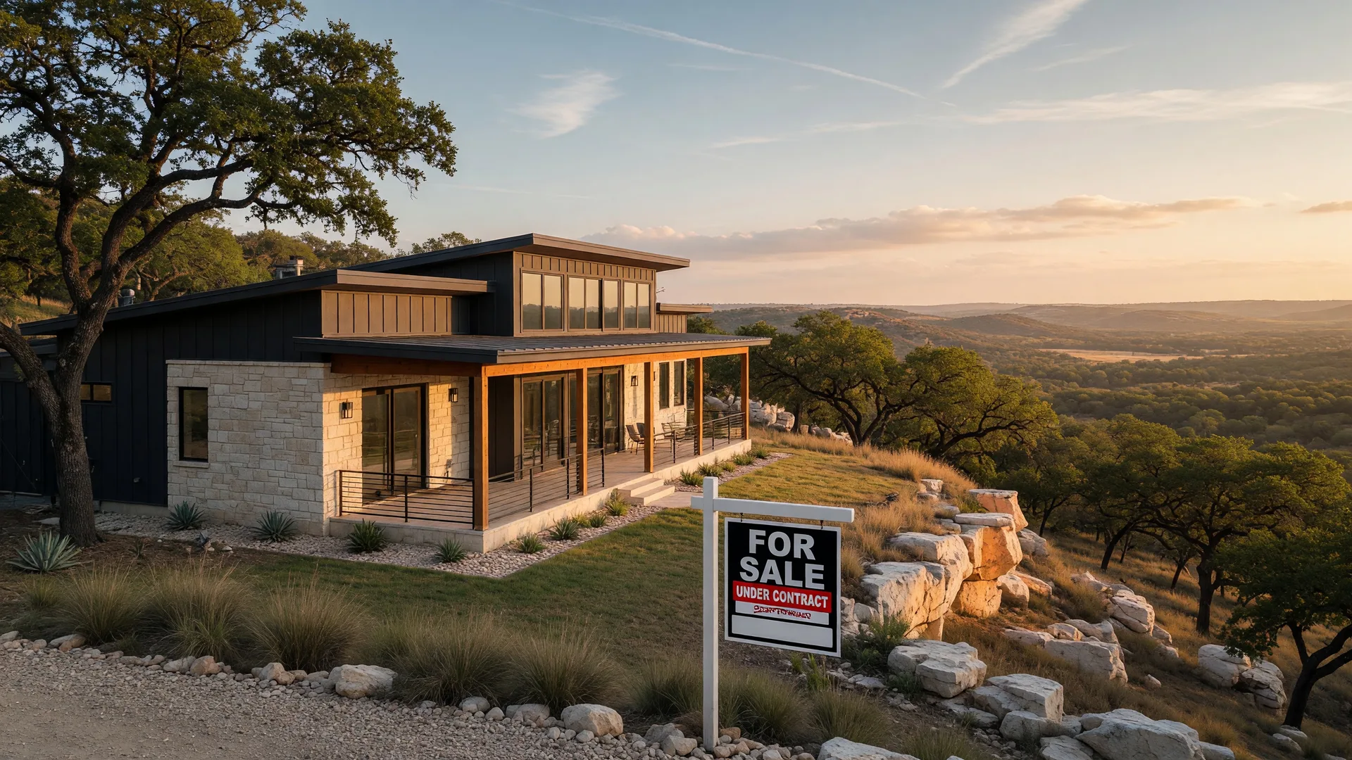 Modern Hill Country home with landscape and valley views, representing the kind of investment property Texas relocators consider purchasing