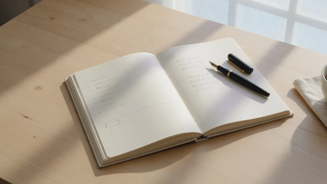 A journal for reflection, representing the one-hour exercise for getting unstuck.