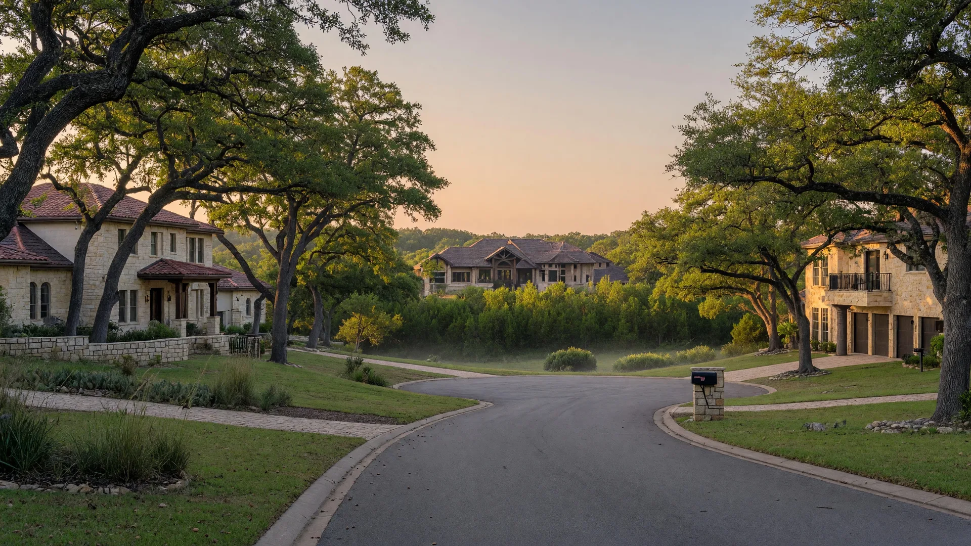 The Woods at Fair Oaks Ranch — custom homes on wooded half-acre to one-acre lots with mature live oaks and Hill Country terrain