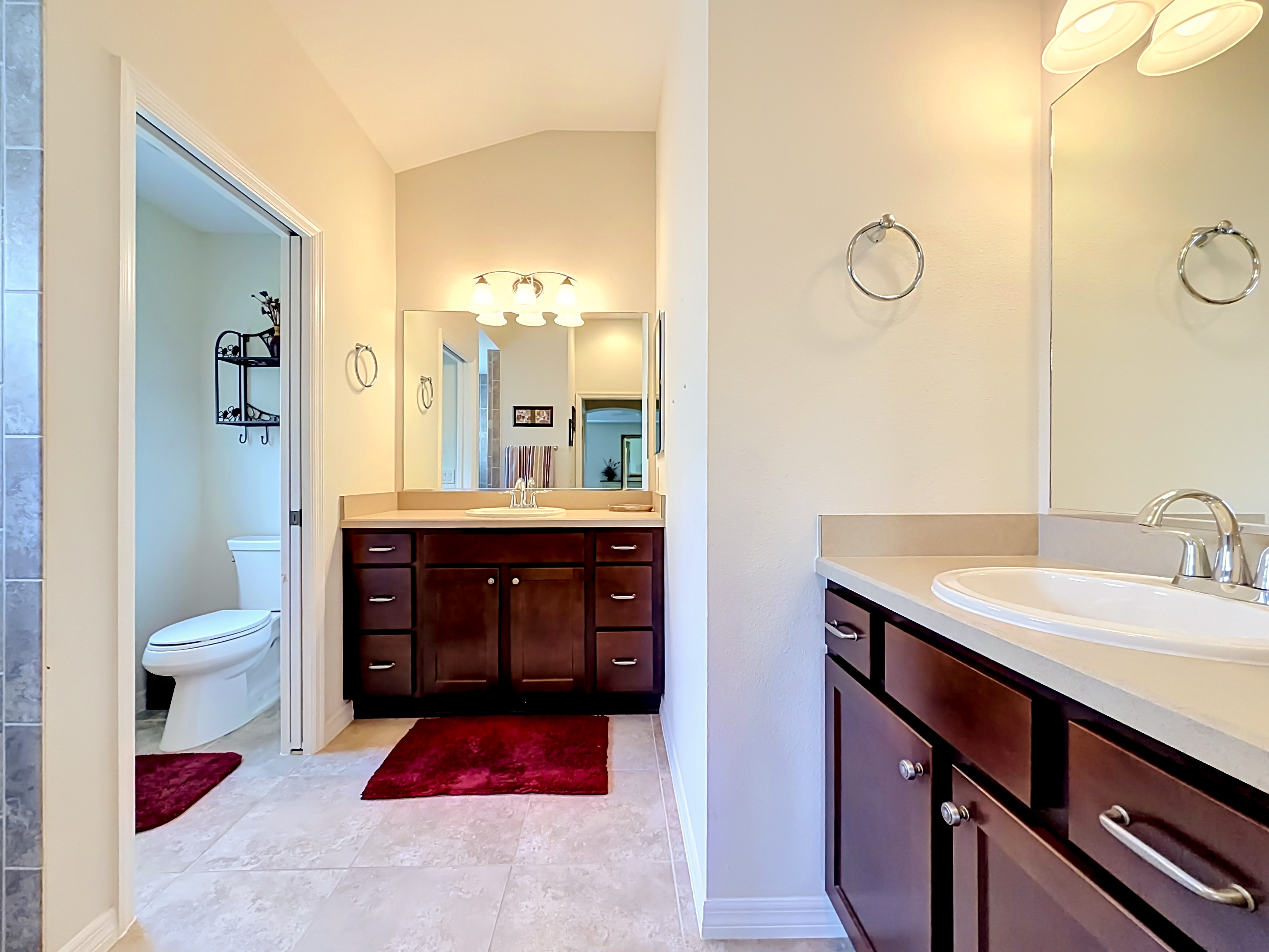 Master bathroom with dual vanities