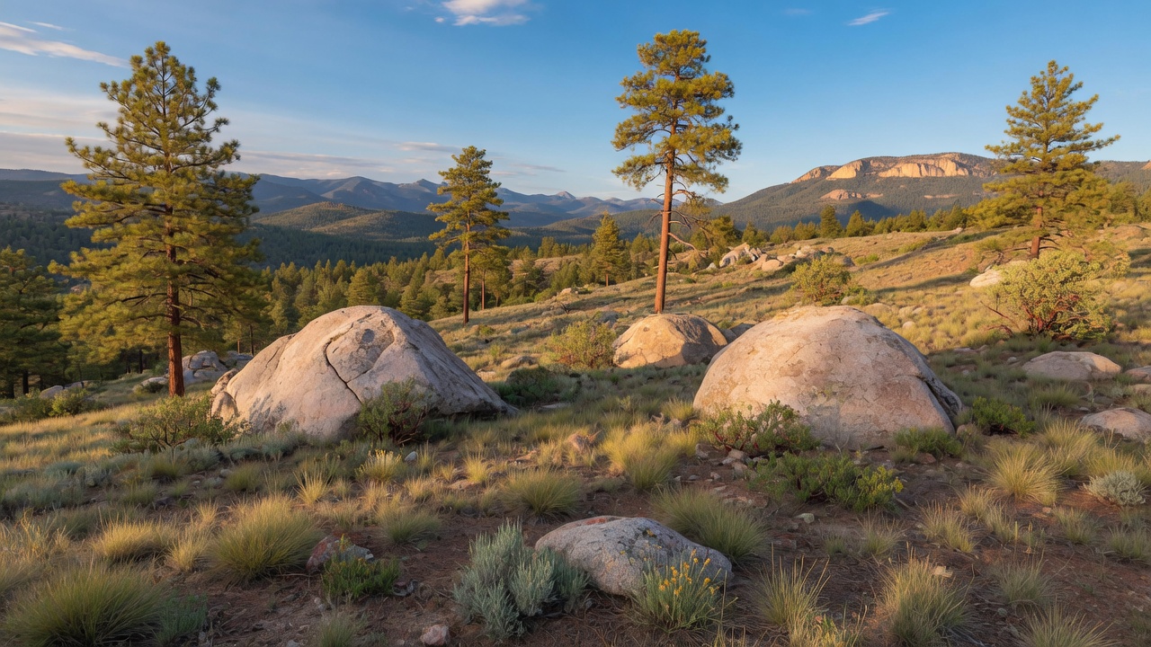 Raw undeveloped land with scattered pine trees and mountain views in Arizona