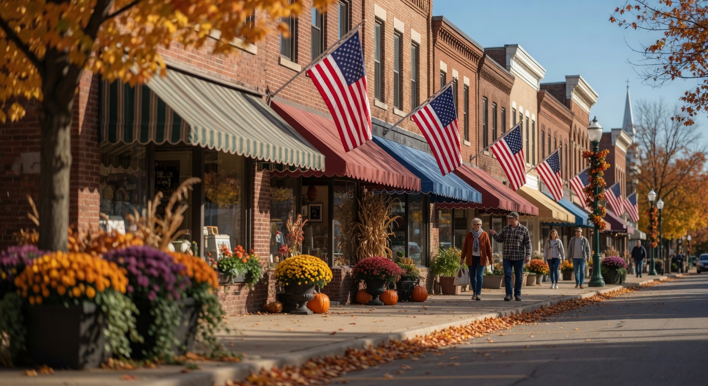 Tree-lined residential streets in Mid-Michigan during peak autumn