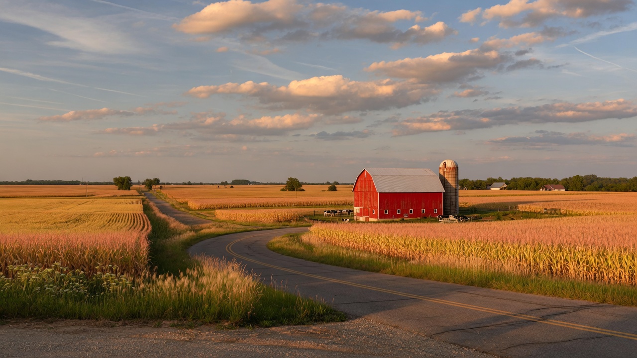 Open farmland and rural landscape near Merrill Michigan in Saginaw County