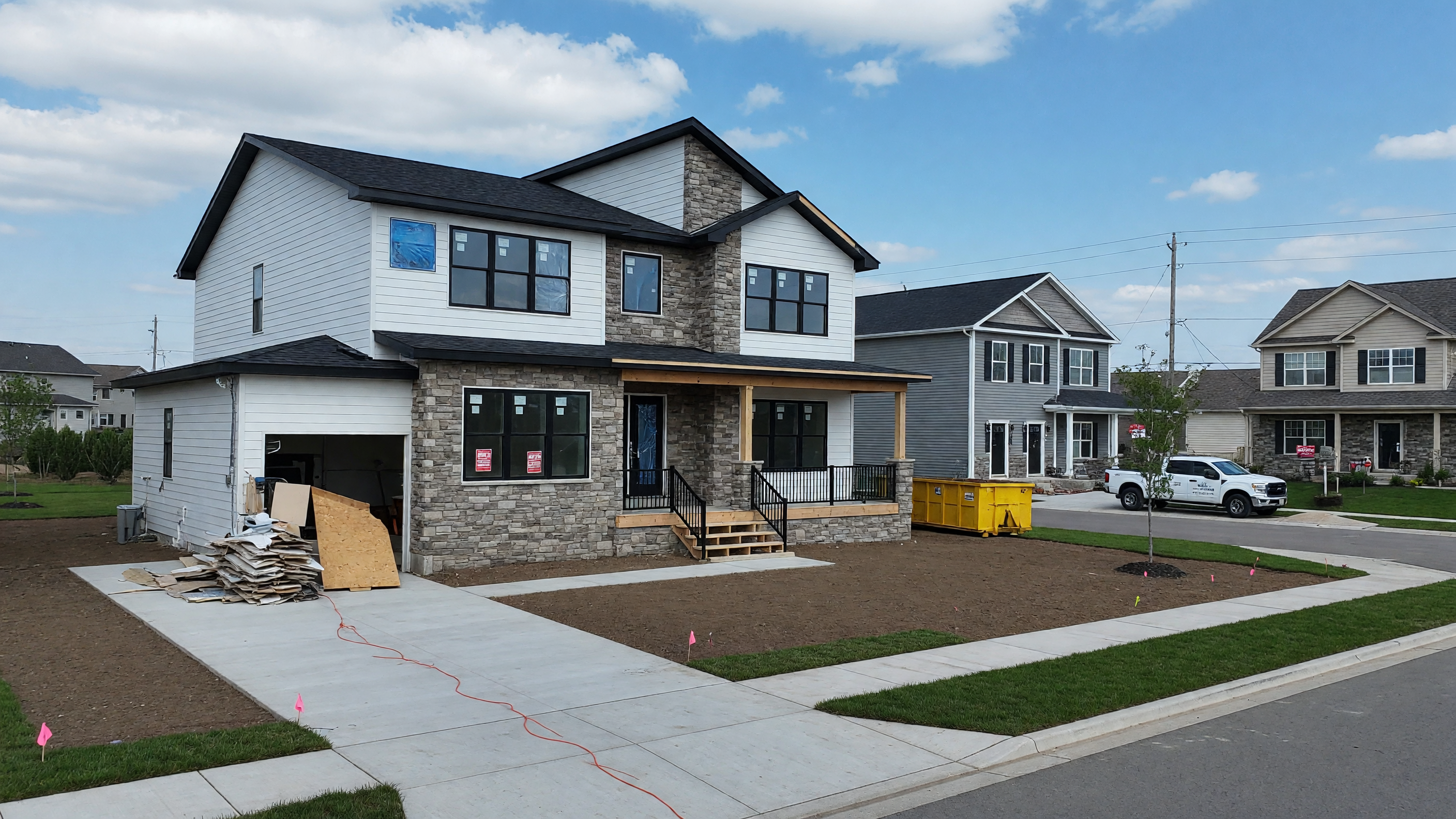 Modern new construction home in a Mid-Michigan suburban neighborhood
