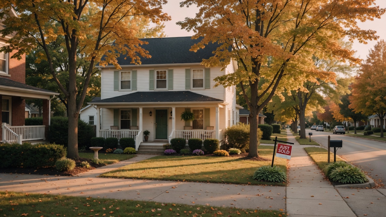 Charming Mid-Michigan home with great curb appeal during golden hour