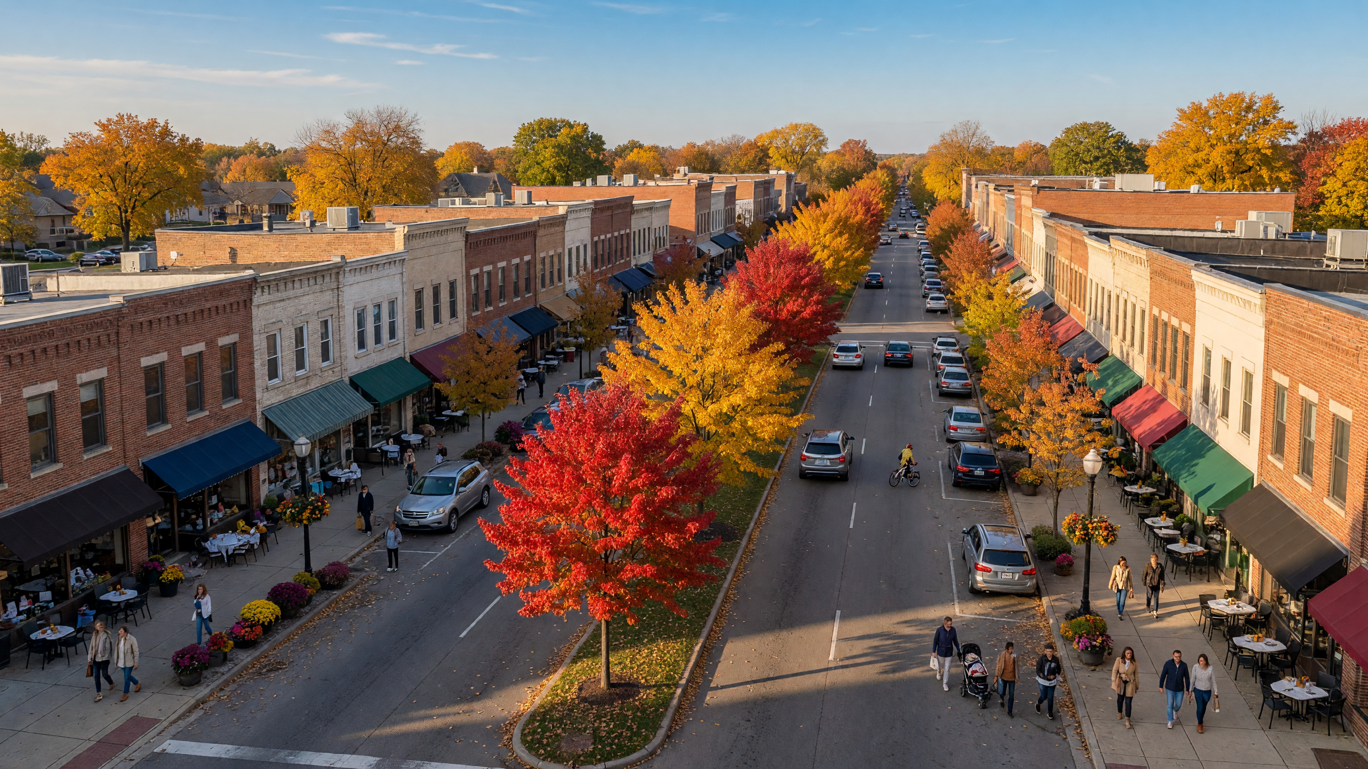 Tree-lined residential neighborhood in Troy Michigan
