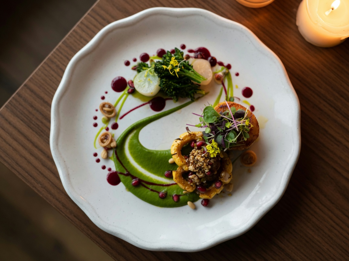 Elegantly plated contemporary American dish at Position Restaurant in Brighton