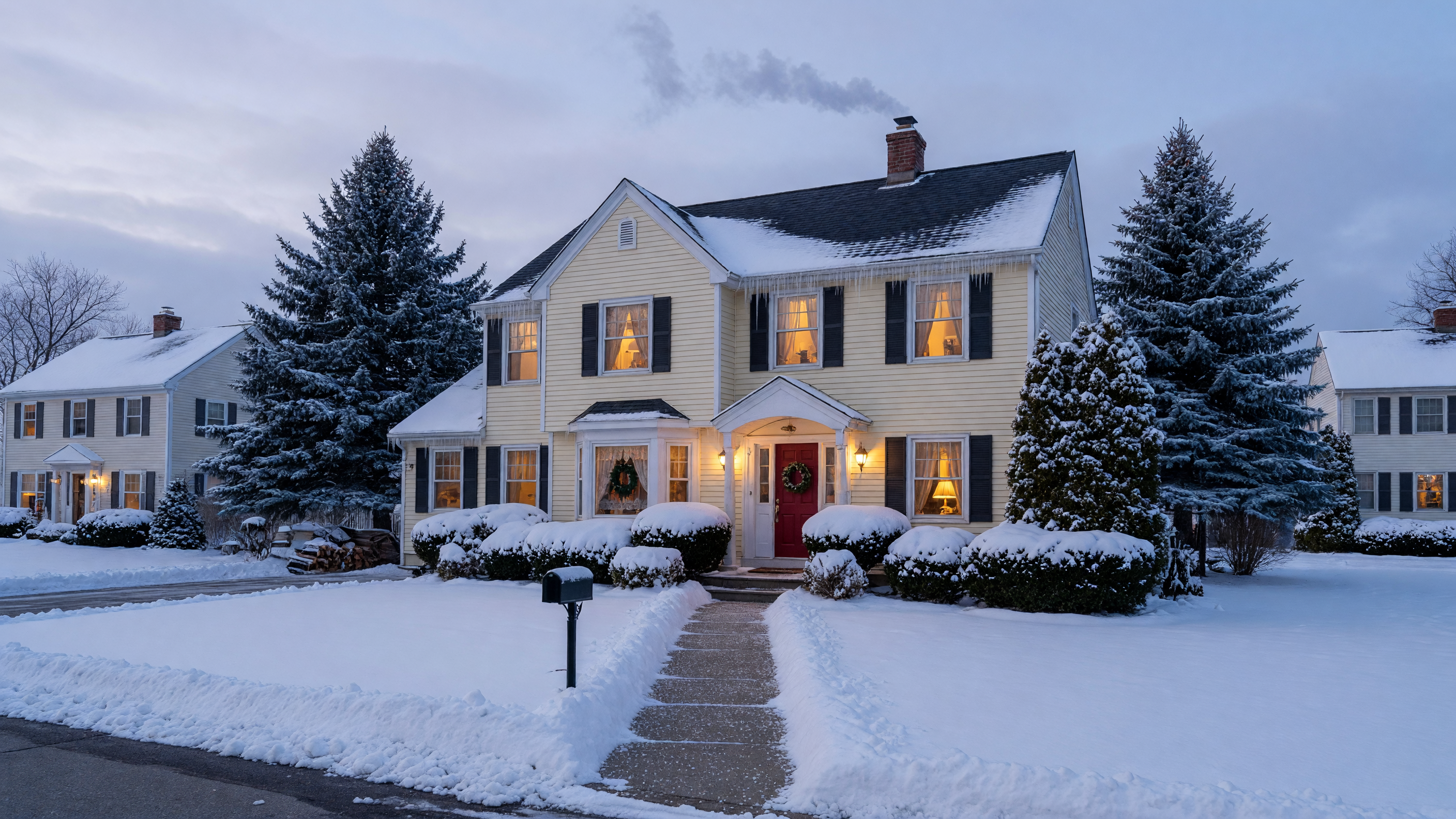 A well-maintained Michigan home during winter