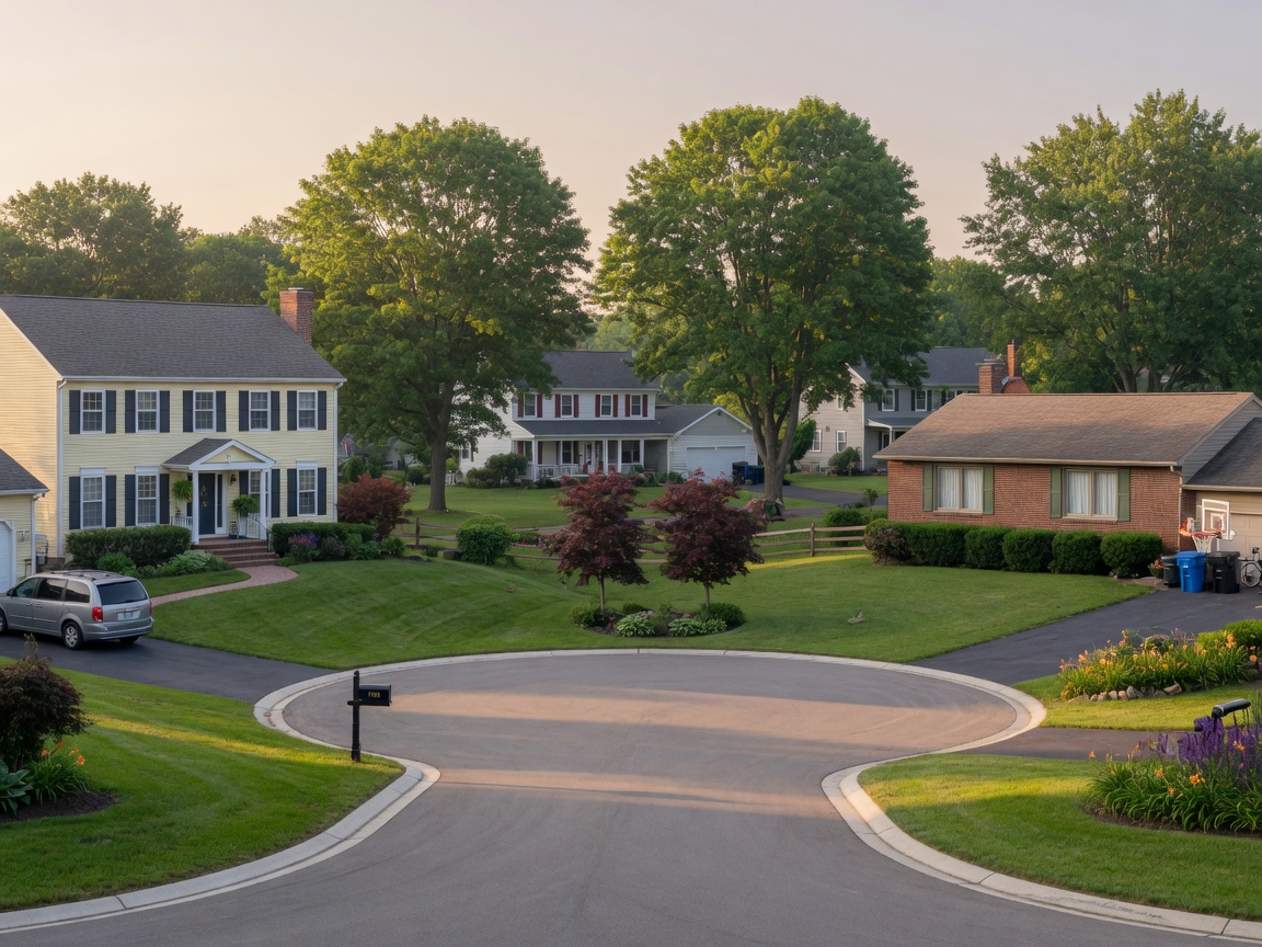 Well-maintained residential neighborhood in Grand Blanc, Michigan with colonial and ranch-style homes