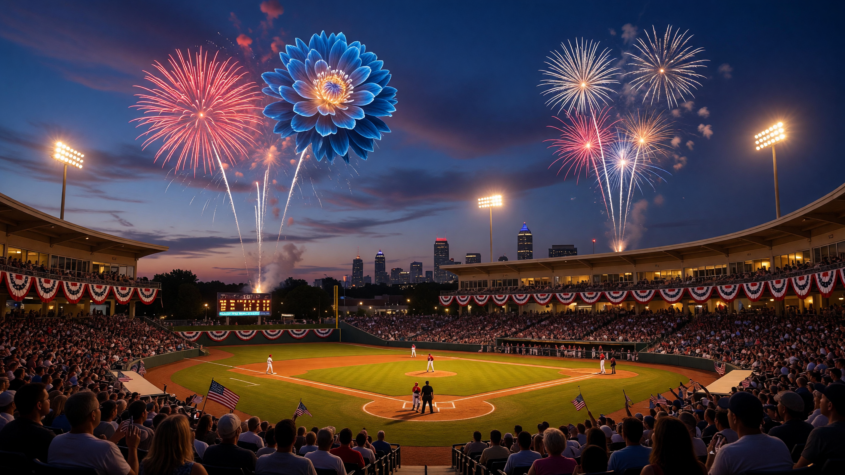 Independence Day fireworks over Truist Field during the Stars and Stripes Spectacular in Charlotte NC