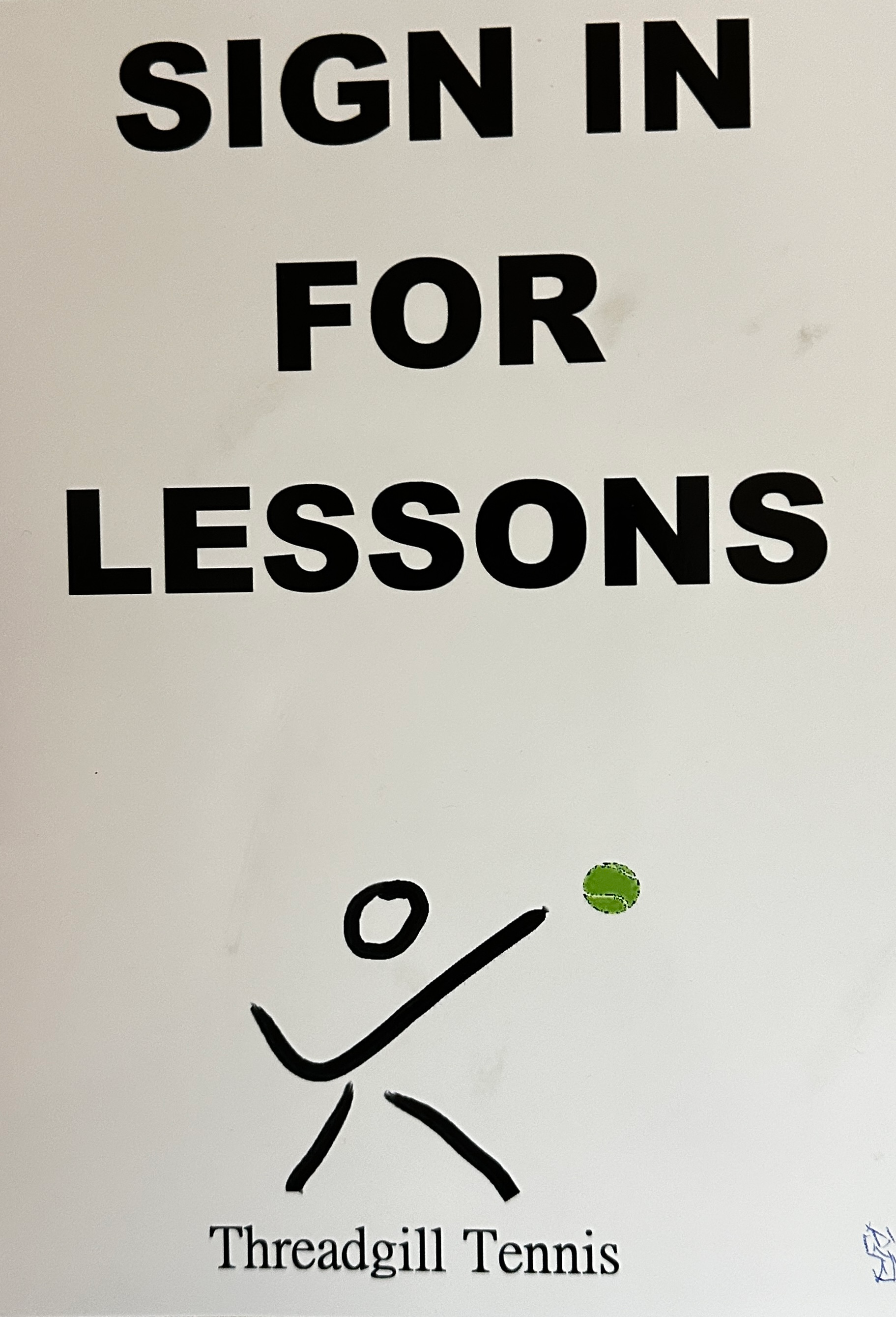 Tennis lesson sign at Château Élan Sports Club Braselton Georgia