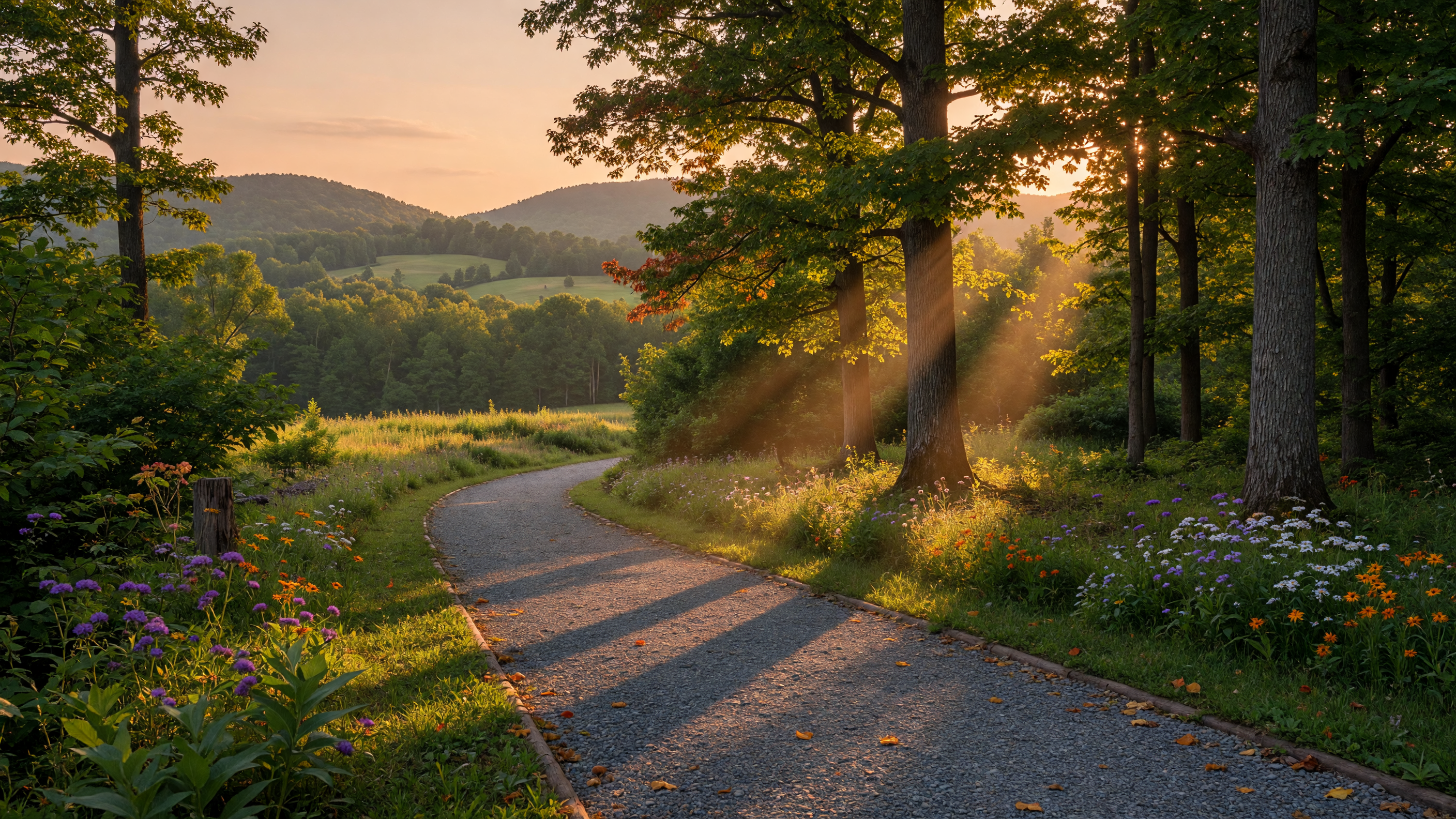 Scenic hiking trail through lush forest in the Lehigh Valley Pennsylvania