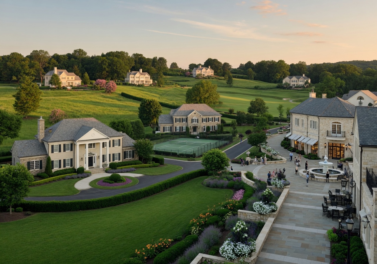 Upscale homes and rolling hills in Saucon Valley Pennsylvania