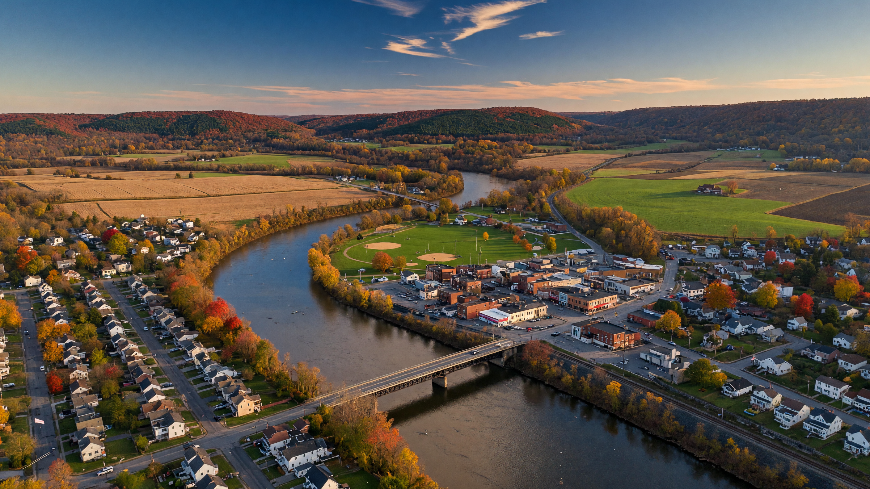 Aerial view of Northampton Borough Pennsylvania along the Lehigh River