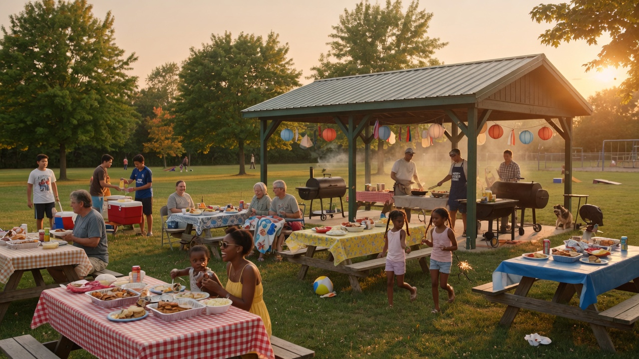 Community gathering for Labor Day