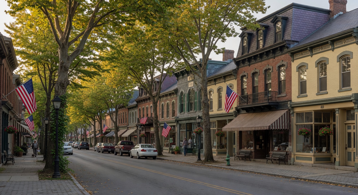 Historic main street in Bangor Pennsylvania