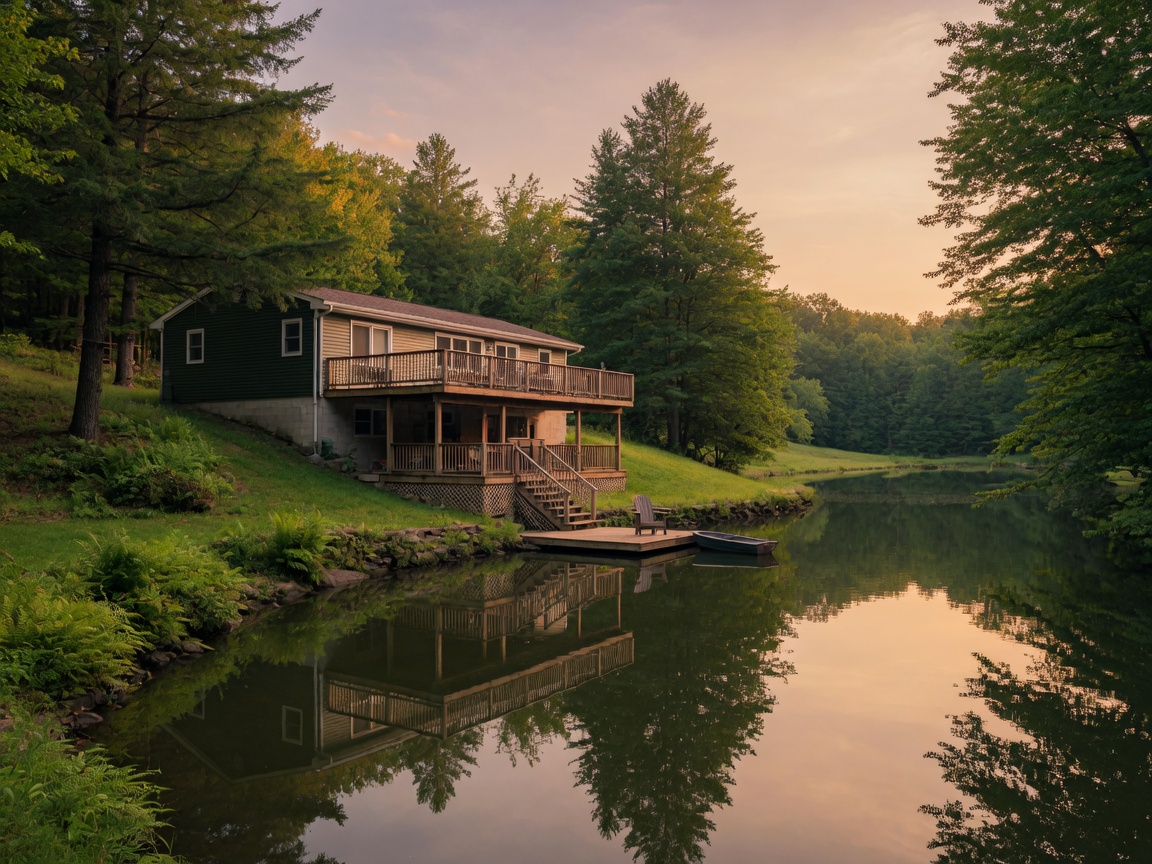 4167 Forest Drive, Polk Twp PA 18058 — lakefront home on a private lake surrounded by trees