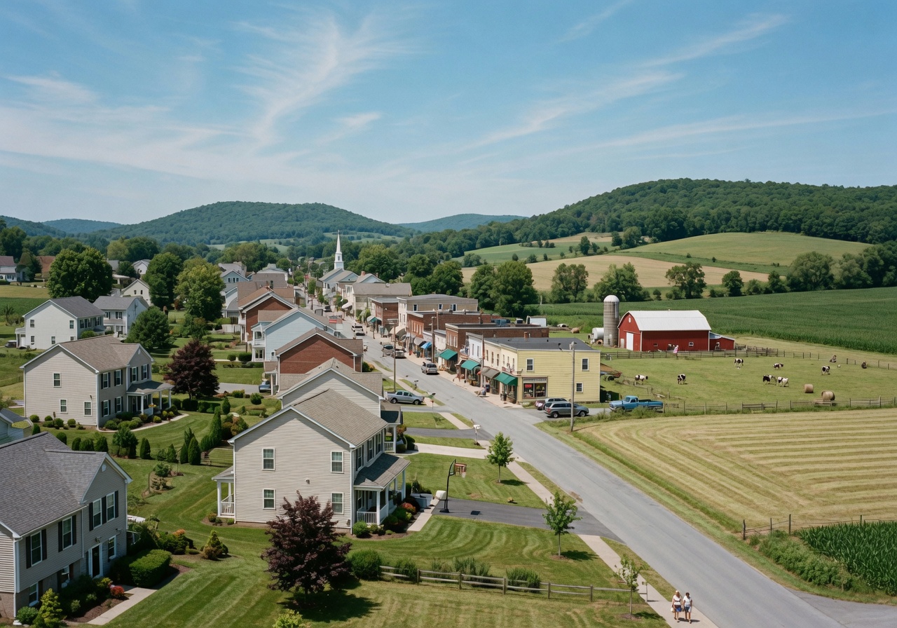 Suburban-rural landscape in Southern Lehigh Pennsylvania