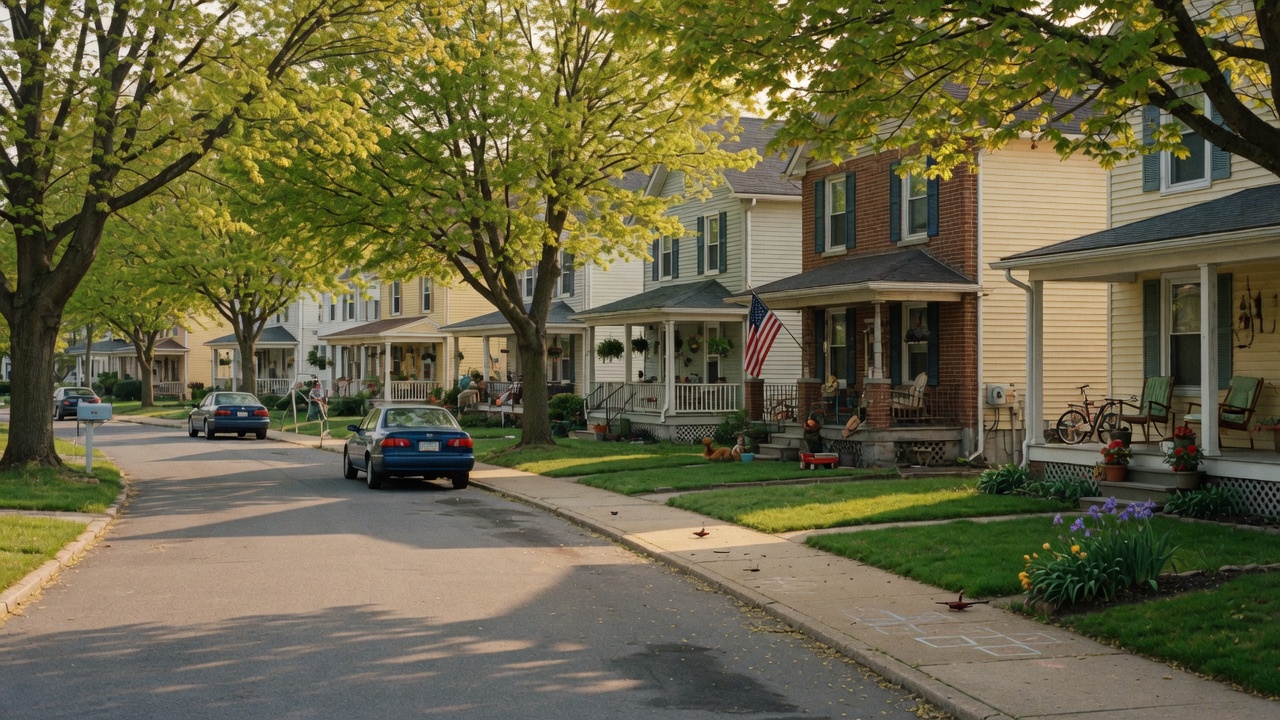 Tree-lined residential street in a Lehigh Valley neighborhood