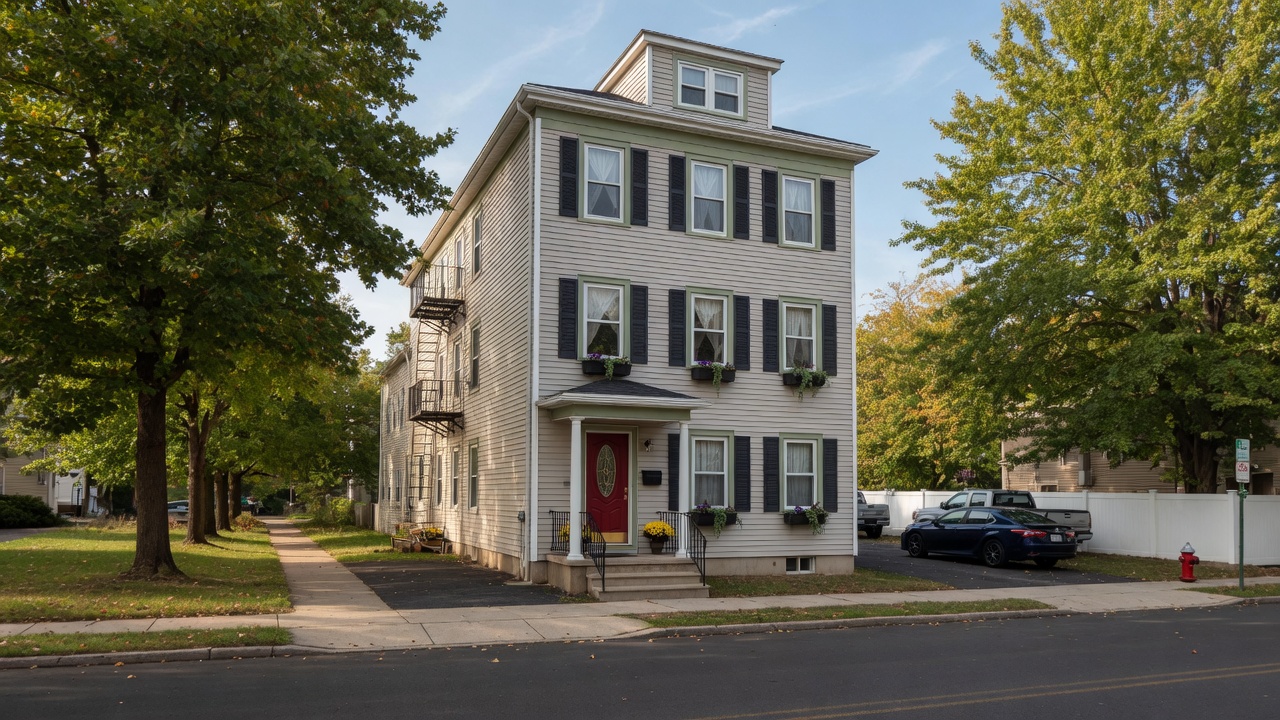 Multifamily investment property on a tree-lined street in Northampton, Pennsylvania