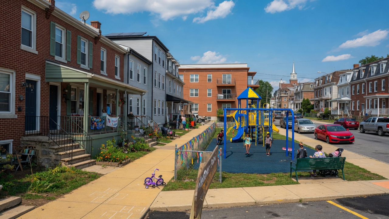 Revitalizing residential neighborhood with diverse housing and community park