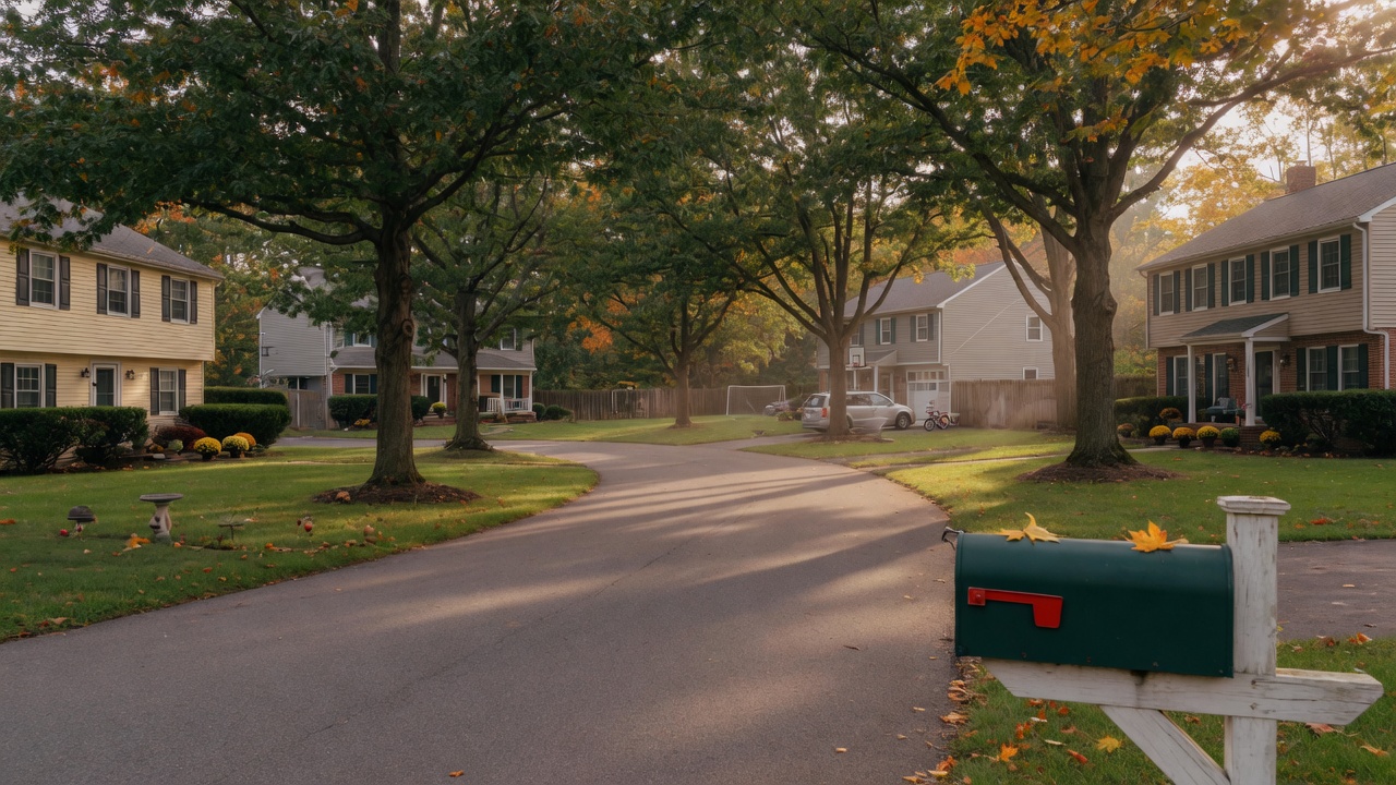 Established suburban neighborhood with tree-lined streets and well-kept homes