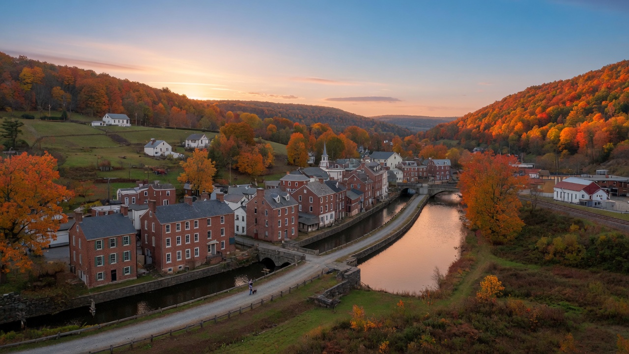 Scenic Northern Lehigh Valley along the Lehigh Canal in Slatington Pennsylvania