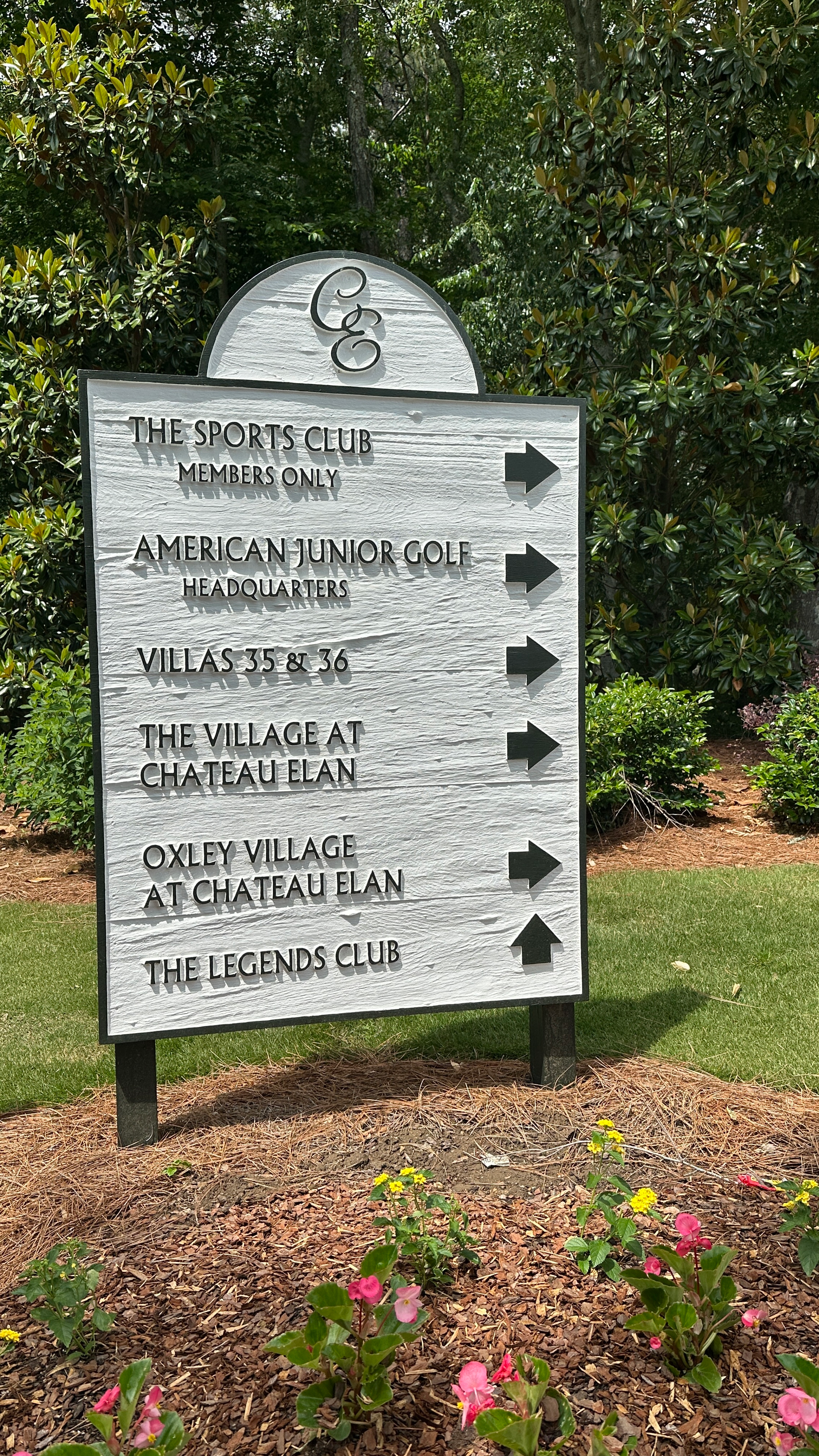 Aerial view of clubhouse and golf course at Chateau Elan Braselton Georgia