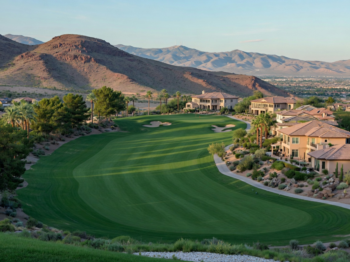 Anthem Country Club golf course in Henderson, Nevada with lush fairways and mountain backdrop