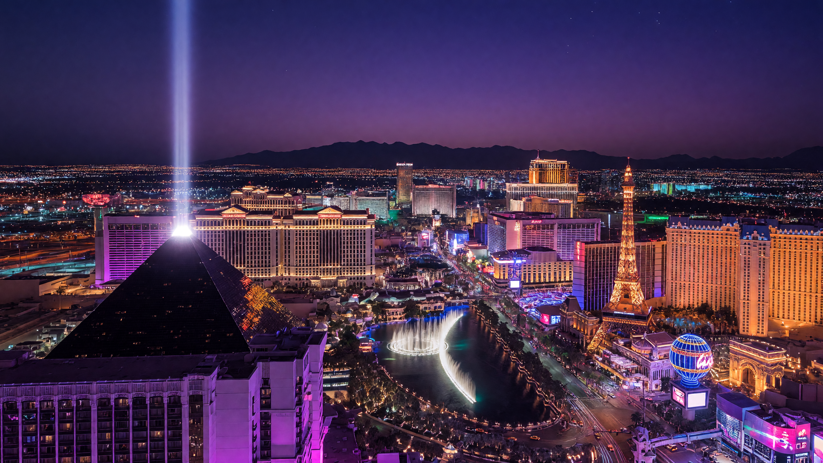 Las Vegas Strip at night with glowing resort lights
