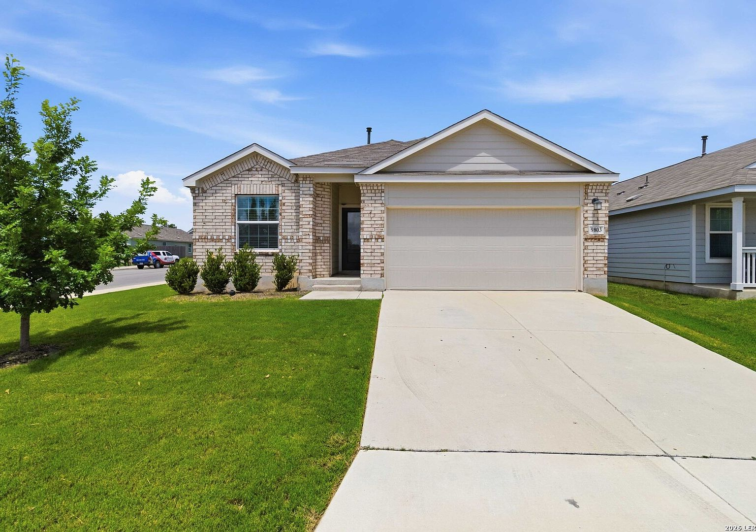 Front facade of 9803 Morgans ML, a 2020-built single-story home in San Antonio
