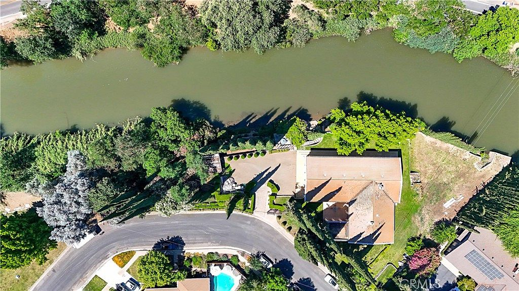 Aerial drone view of the property and Bear Creek