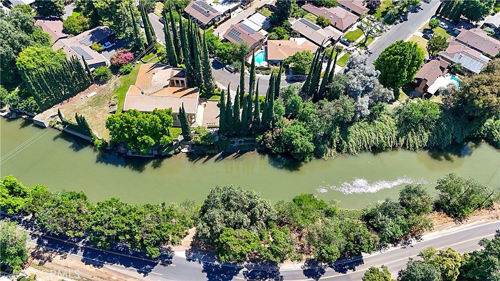 High-angle aerial of the estate along Bear Creek