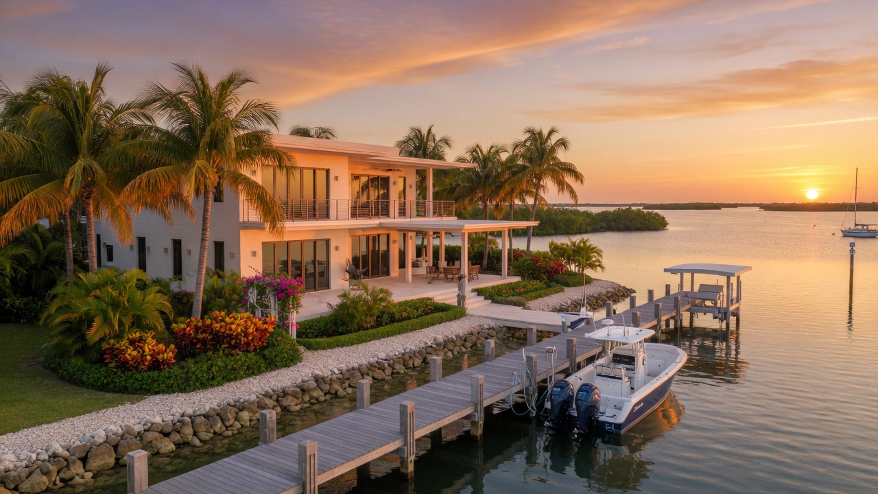 Open-water waterfront estate with bay views in the Florida Keys