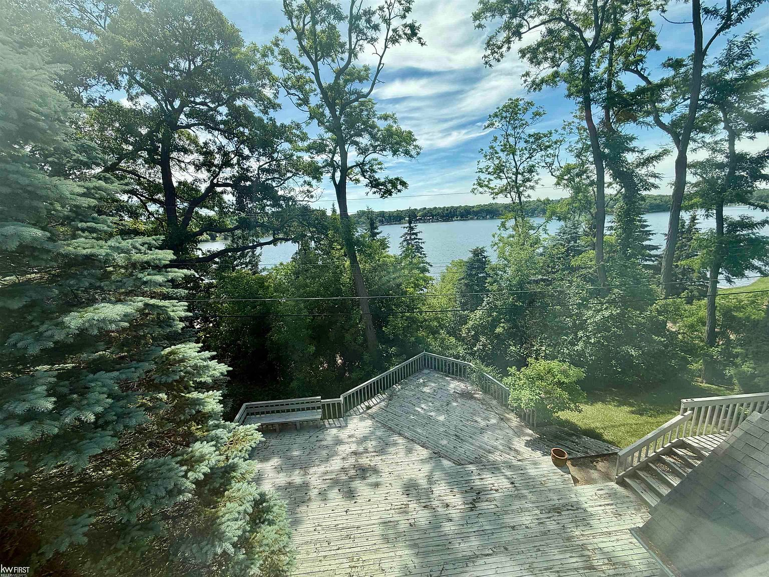 View from the deck looking down toward Big Lake through the trees