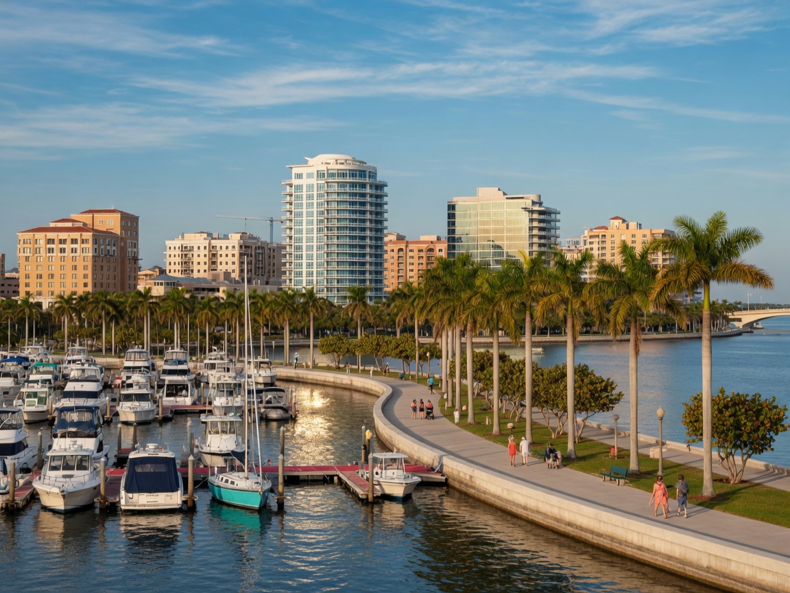 Sarasota waterfront skyline with Marina Jack's and the bayfront