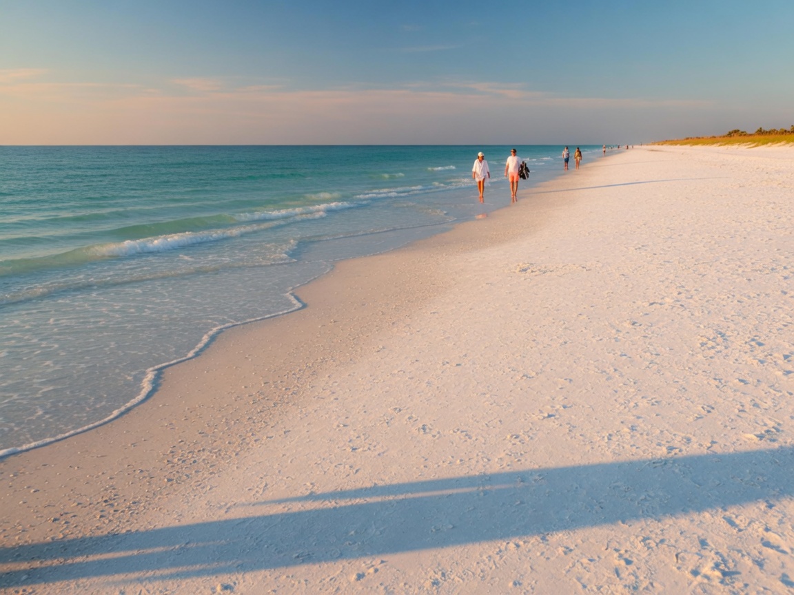 Siesta Key Beach — powdery white quartz sand meeting turquoise Gulf waters