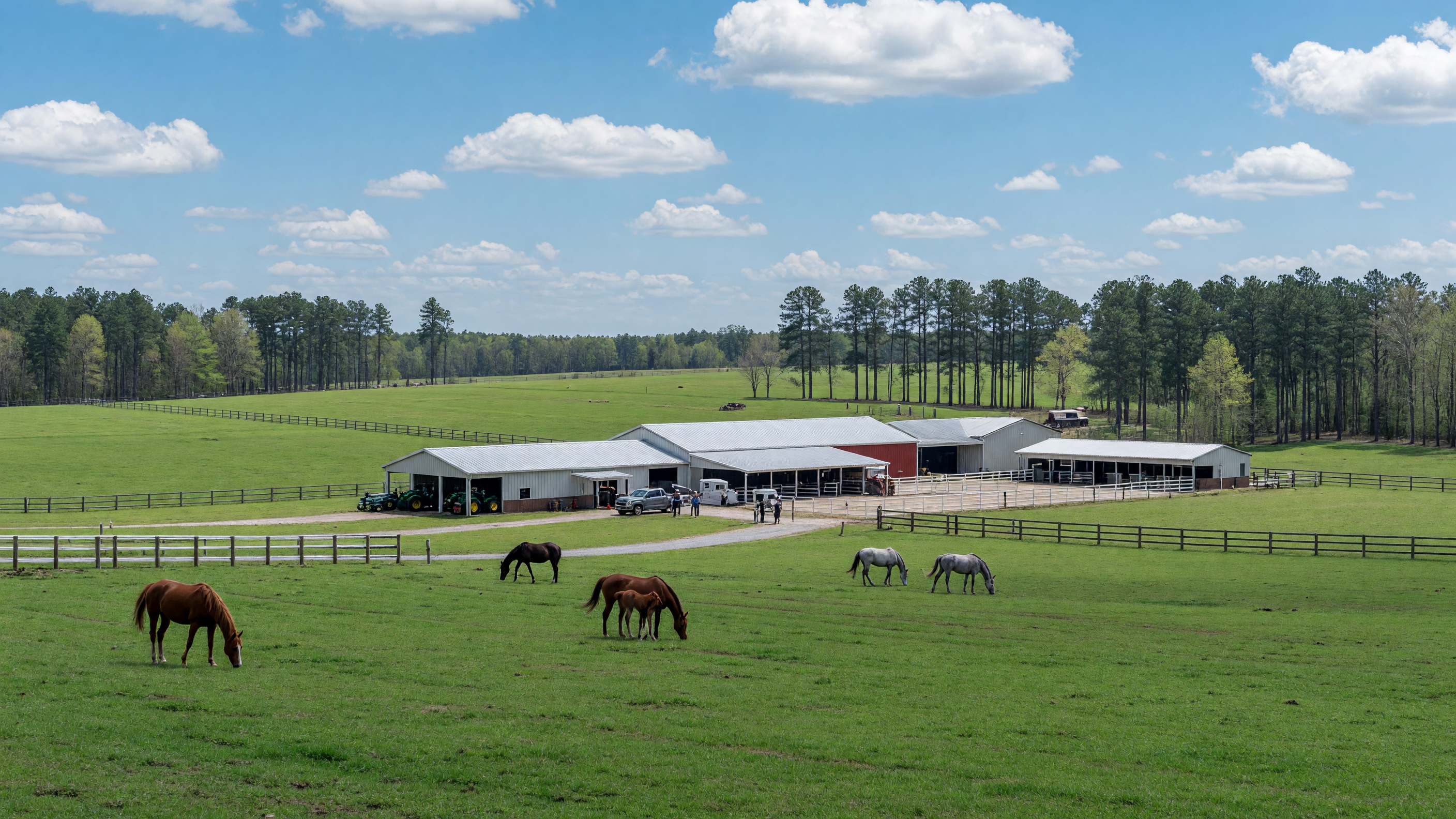 Historic sandy road in the Aiken Horse District with towering pines, moss-draped oaks, and classic Winter Colony estates