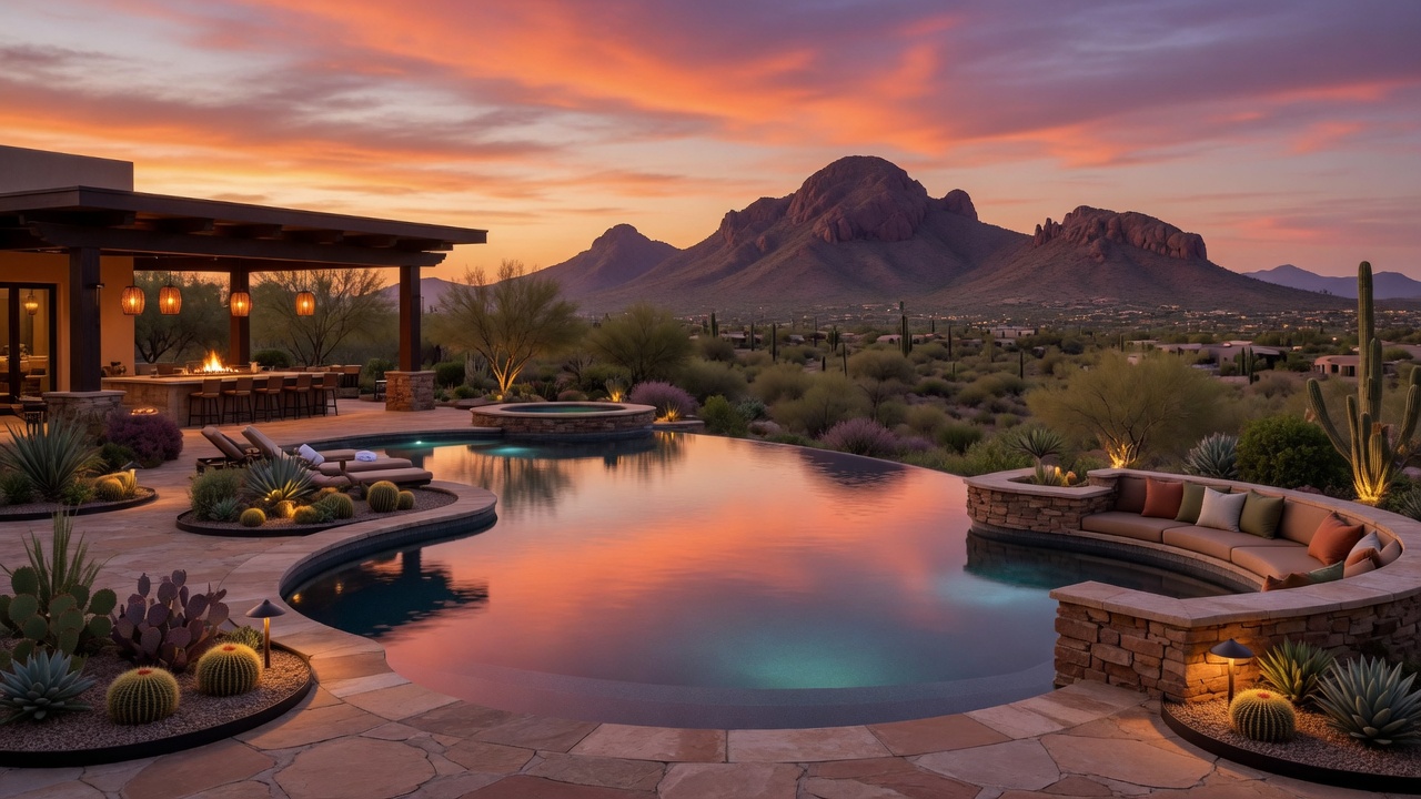 Luxury hillside estate at 8219 N Charles Drive in Paradise Valley with desert landscaping and mountain backdrop